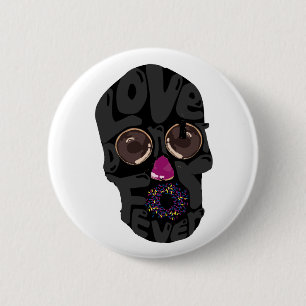 skull-donut pinback button