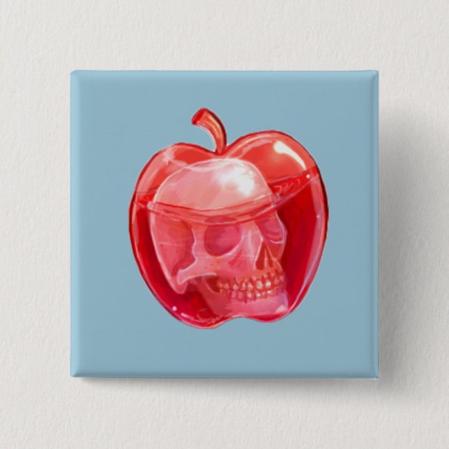 Skull Doodle Art Square Button (Front)
