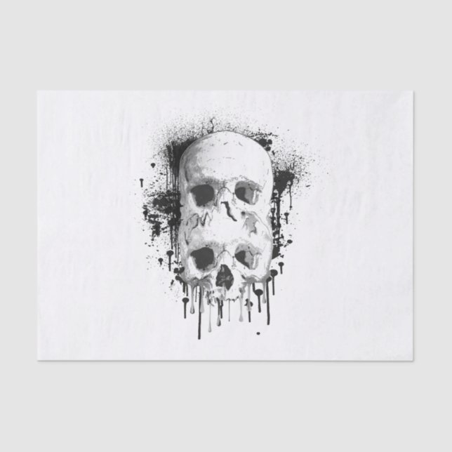 Skull Drip Black Ink Graphic Party Tissue Paper (Front)