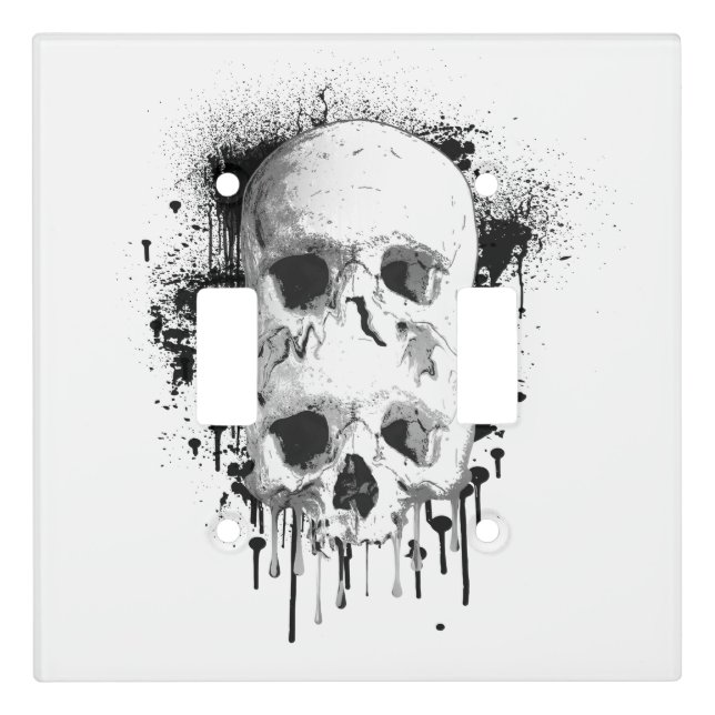 Skull Drip Black Ink Splatter Graphic Light Switch Cover (Front)