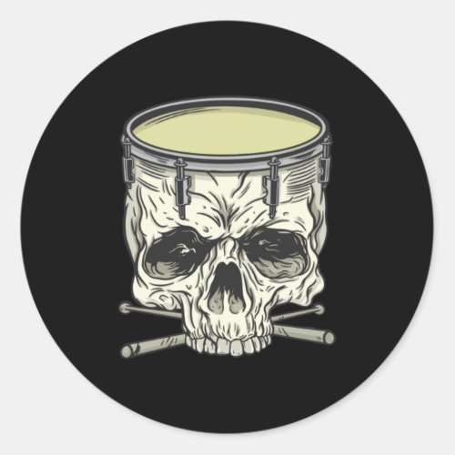 SKULL DRUM CLASSIC ROUND STICKER