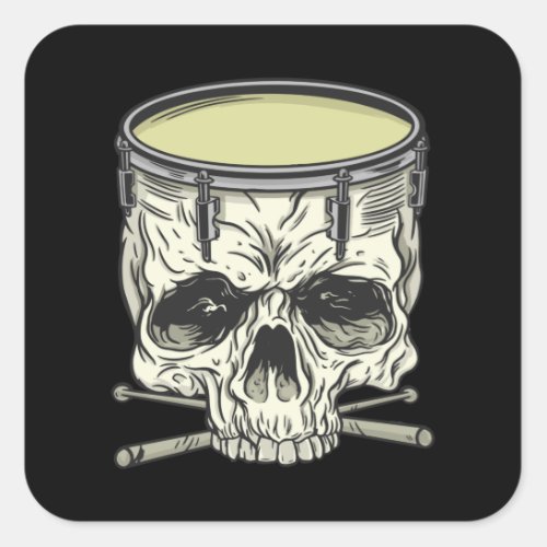 SKULL DRUM SQUARE STICKER