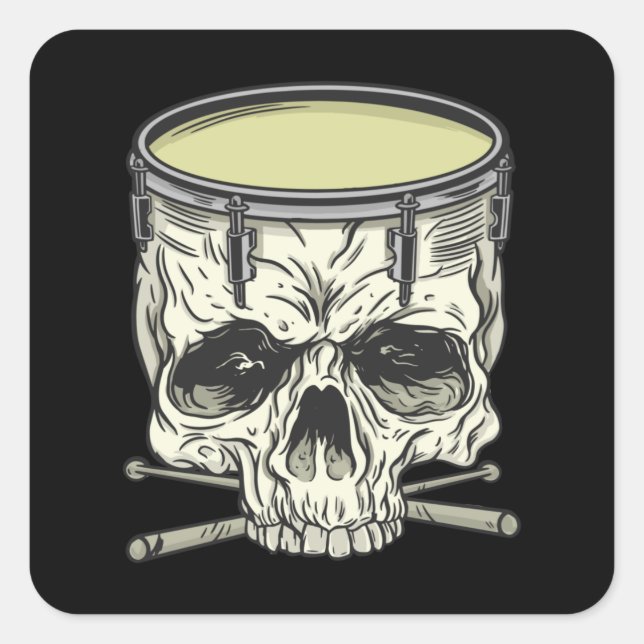 SKULL DRUM SQUARE STICKER (Front)