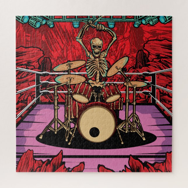 Skull Drummer: Wrestler Ring Illustration Jigsaw Puzzle (Vertical)