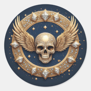 💀Skull Emblem For Gothic Decor Classic Round Sticker