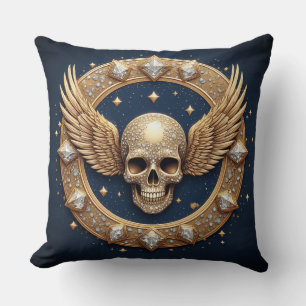 💀Skull Emblem For Gothic Decor Throw Pillow