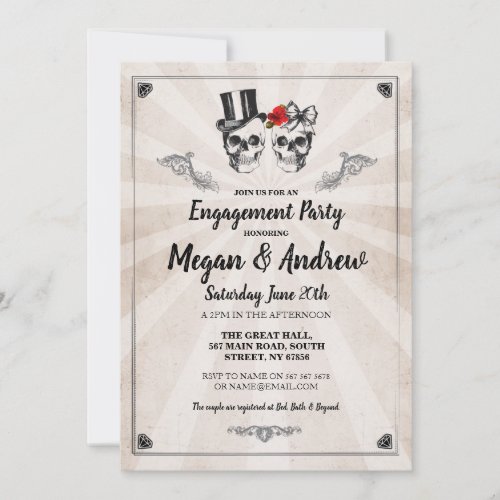 Skull Engagement Party Halloween Wedding Invite