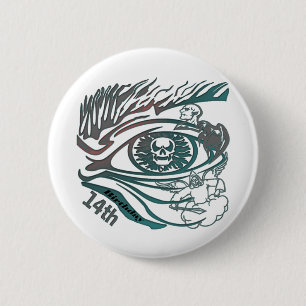 Skull Eye 14th Birthday Gifts Button
