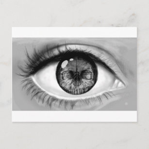 Skull eye double vision postcard