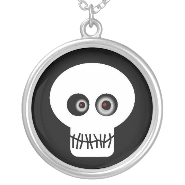 Skull Eyes Silver Plated Necklace (Front)