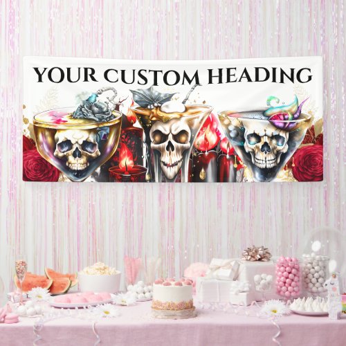 Skull face cocktail happy hour adults martini chic banner