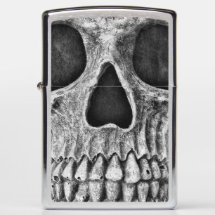 Skull Face Gothic Black And White Cool Macabre Zippo Lighter