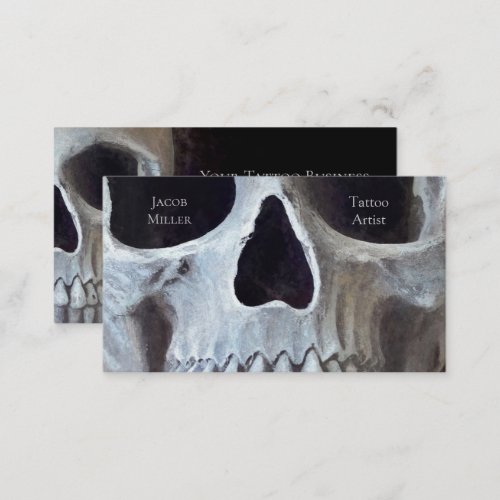 Skull Face Gothic Black Smokey Evil Tattoo Shop Business Card