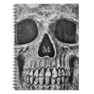 Skull Face Gothic Black White Cool Macabre Notebook