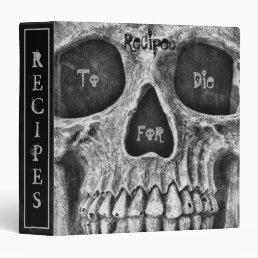 Skull Face Gothic Black White Cool Macabre Recipes 3 Ring Binder