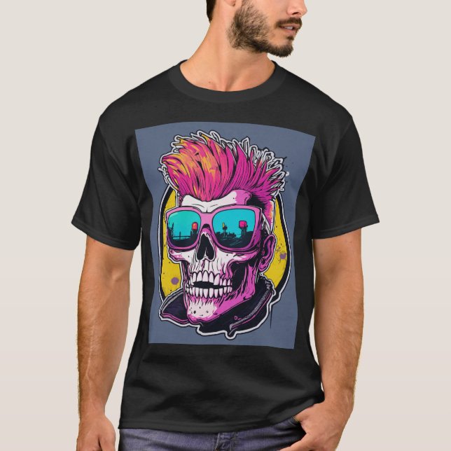 "Skull Face Graphic T-Shirt" T-Shirt (Front)