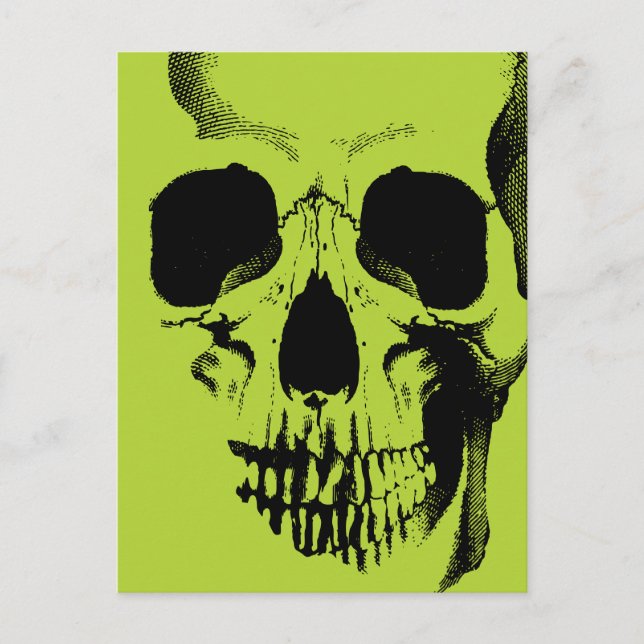 Skull Face Green Postcard (Front)