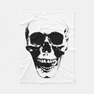 Skull Face Silhouette Grunge Rock Graphic Hallowee Fleece Blanket