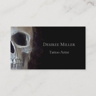 Skull Face Smokey Gothic Black Gray Tattoo Shop Business Card