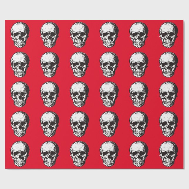 Skull Fantasy Art Rock Punk Heavy Metal Wrapping Paper (Flat)