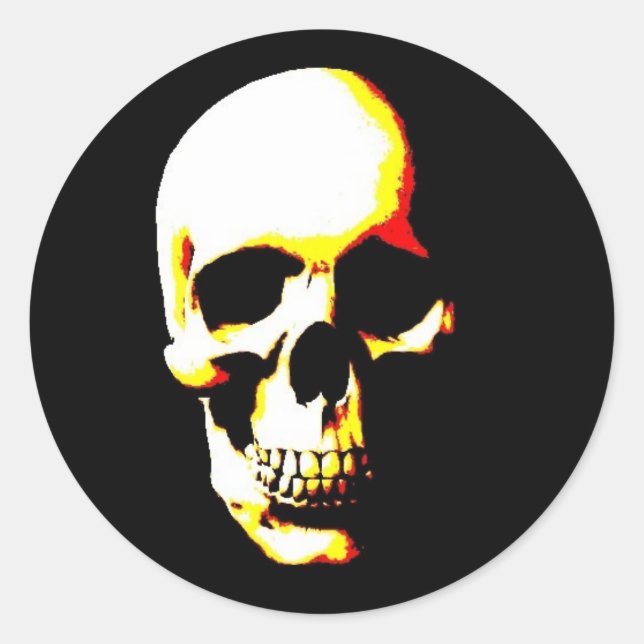 Skull Fantasy Art Rocker Round Sticker (Front)