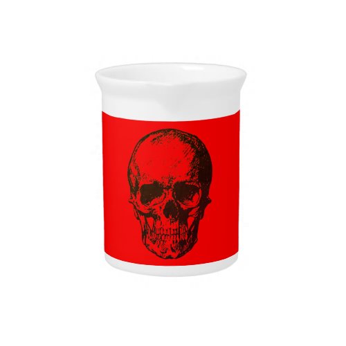 Skull Fantasy Pop Art Rock Punk Heavy Metal Red Beverage Pitcher