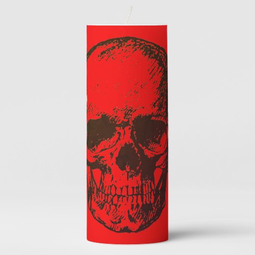 Skull Fantasy Pop Art Rock Punk Heavy Metal Red  C Pillar Candle