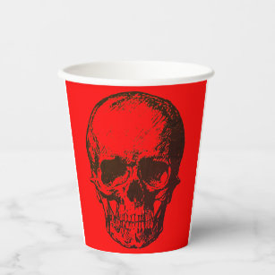 Skull Fantasy Pop Art Rock Punk Heavy Metal Red Paper Cups