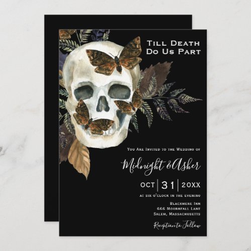 Skull Ferns Till Death Do Us Part Wedding Invitation