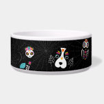 SKULL FIGURE FLORAL BOWL<br><div class="desc">day of the dead sugar skull figure design bowl for your dog on Halloween</div>