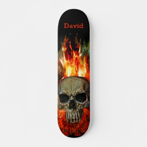 Skull Fire Flames Custom Skateboard