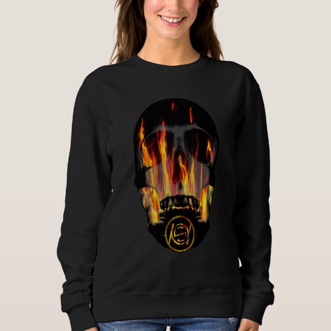 Skull Fire Flames Sweatshirt (Front)