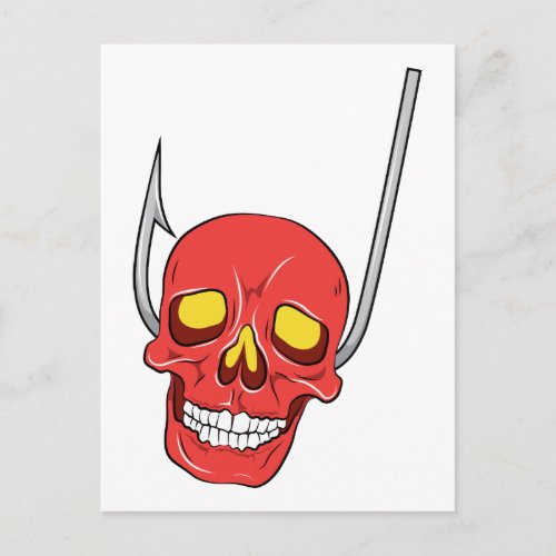 Skull  Fish Hook Tattoo Skull Fantasy Art Postcard