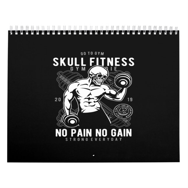 skull fitness no pain no gain calendar (Cover)