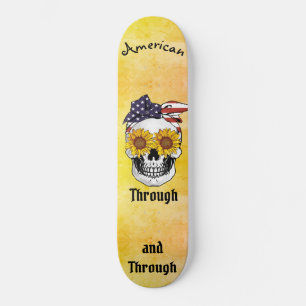 Skull Flag Bow AMERICAN Through and Through Ombre Skateboard