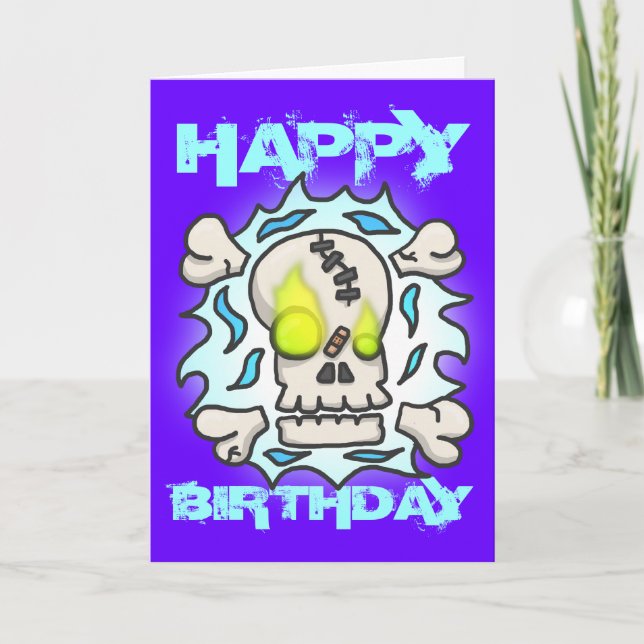 Skull Flame Birthday Card (Front)