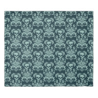 Skull Flame Damask in mint green on deep blue