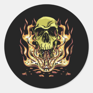 Skull Flames Best Gift Classic Round Sticker