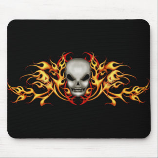 Skull Flames   Mousepad - black back