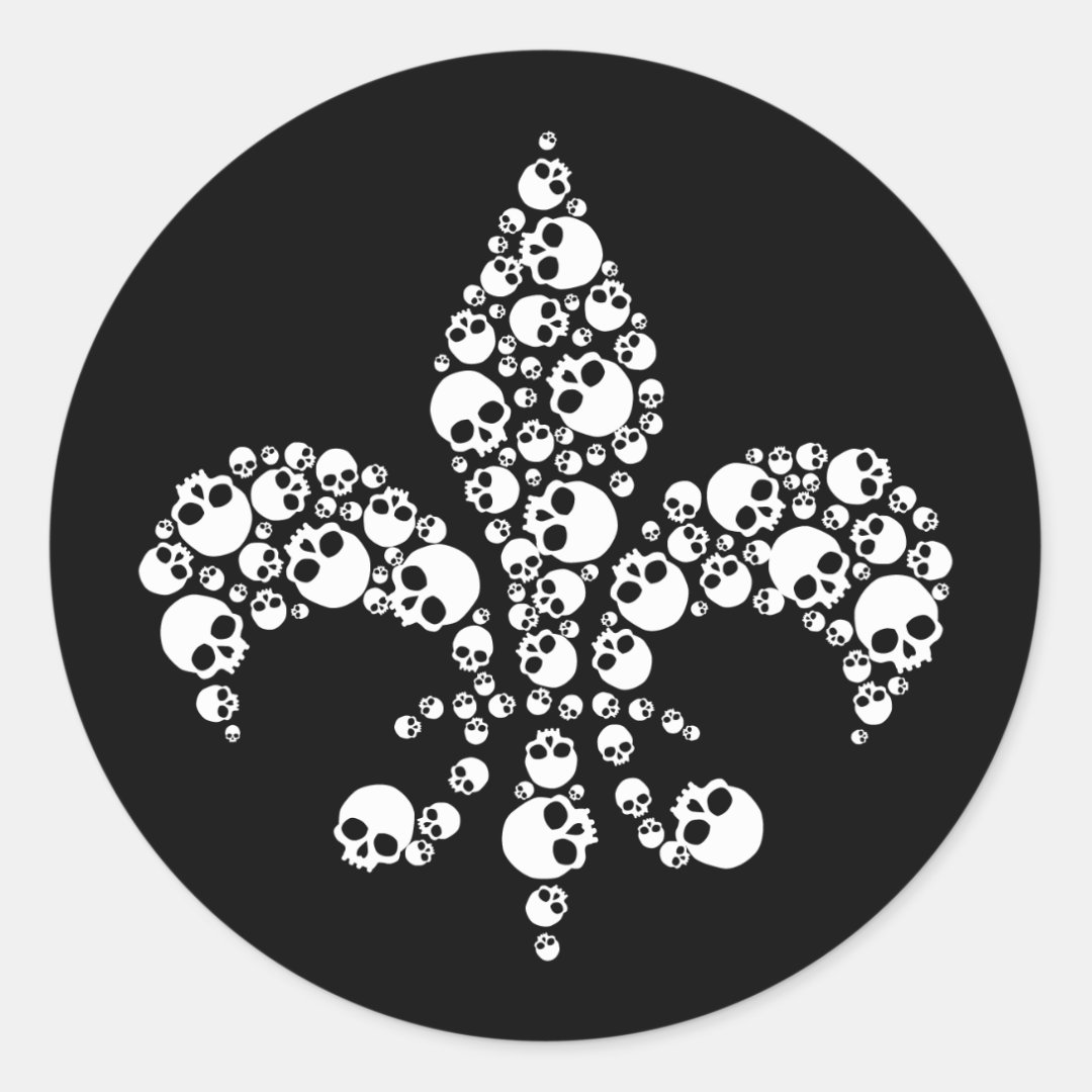 Skull Fleur De Lis Classic Round Sticker Zazzle