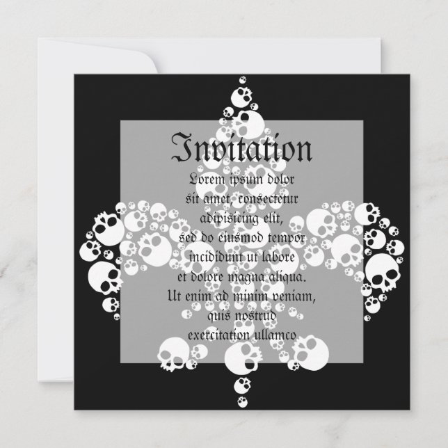 Skull Fleur De Lis Invitation (Front)