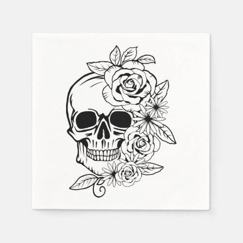 Skull Floral Art Napkins