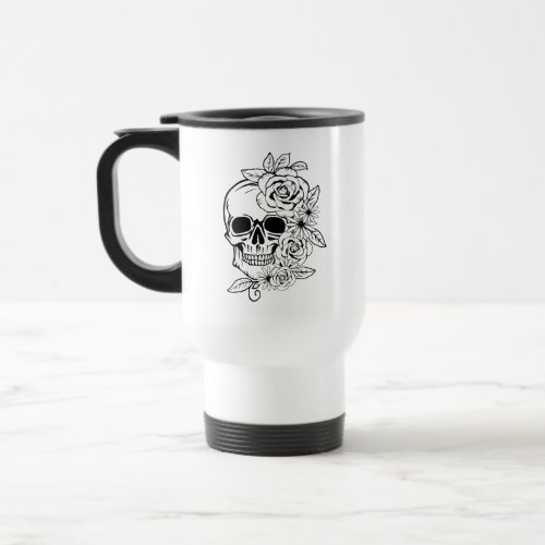 Skull Floral Art Travel Mug