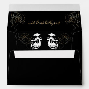 Skull Floral Black Gothic Wedding Envelope