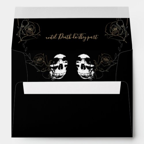 Skull Floral Black Gothic Wedding Envelope