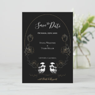 Skull Floral Black Gothic Wedding Save The Date