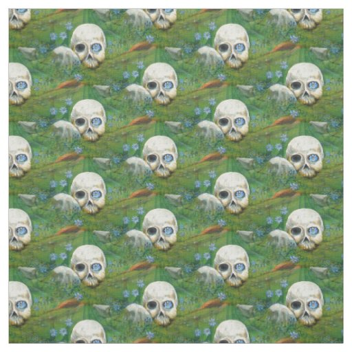Skull Floral Forest Fabric