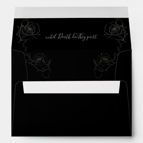 Skull Floral Gray Black Gothic Wedding Envelope