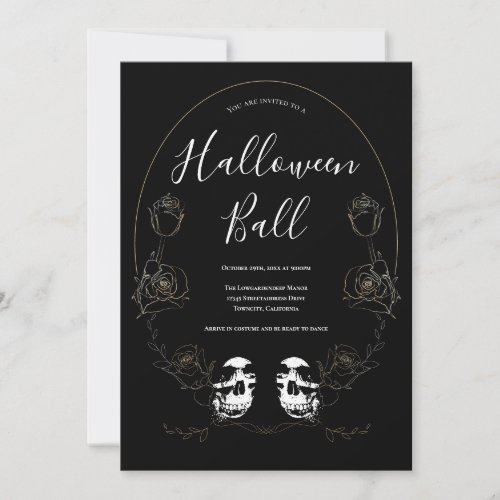 Skull Floral Halloween Ball Invitation