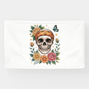 Skull Floral Halloween Spooky Banner